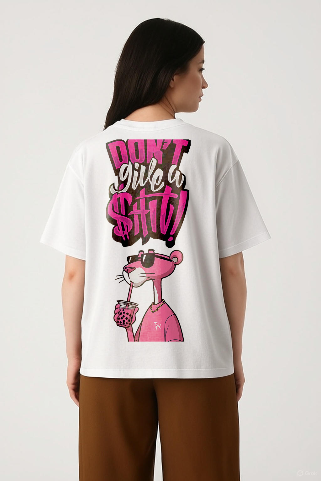 "Drip Panther - Oversized Tee with Zero F*cks Given"